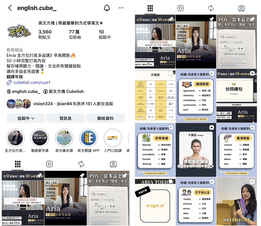 英文學習課程| CUBELISH英文方塊《Aria 全方位打底多益課》跟著老師穩紮穩打準備多益，掌握重點考出漂亮成績!